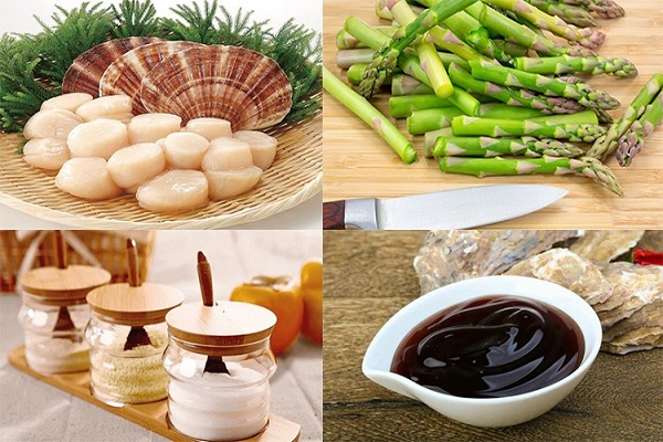 Nguyên liệu làm món cồi sò điệp xào măng tây